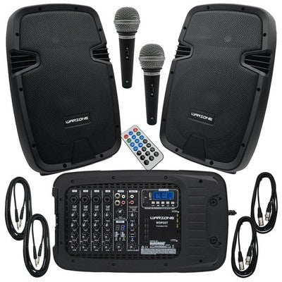 Warzone WDP25T 1500W Active PA Speaker System With Mixer & Bluetooth