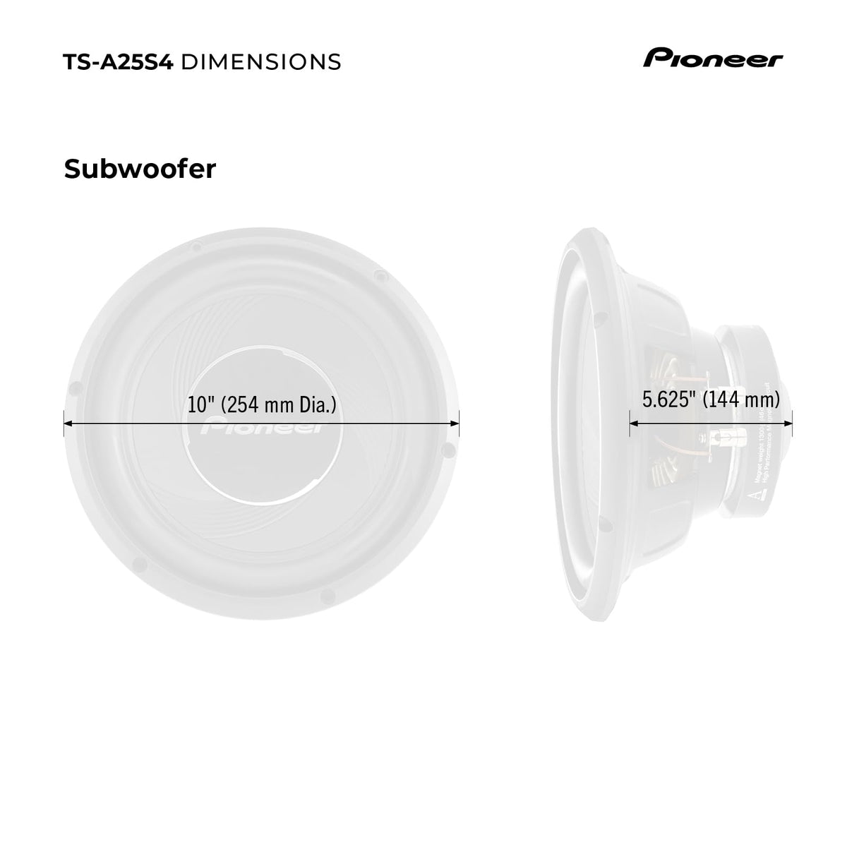 Pioneer TS-A25S4 10" Single 4-Ohm Car Subwoofer