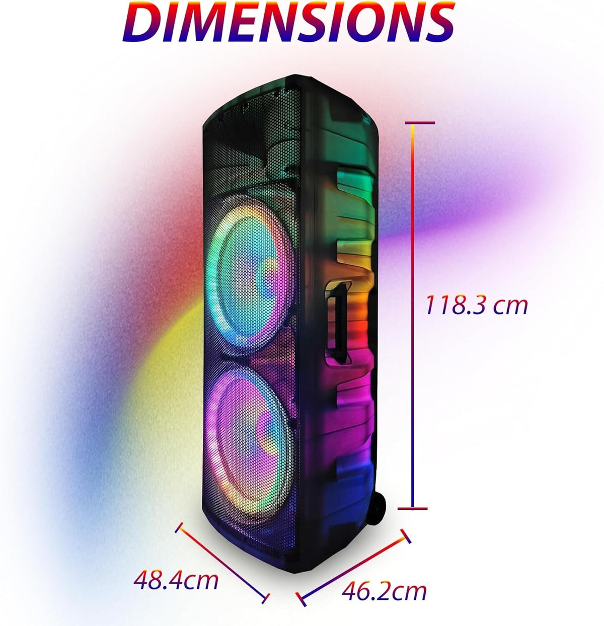 Emb 5000W 15" Party Dj Karoke Translucent Power Speaker, Bluetooth, Usb/Sd, Mic