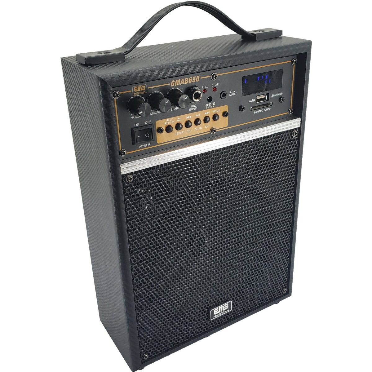 150 Watts 6.5" Rechargeable Guitar Speaker Amp Combo SD USB Bluetooth Mic