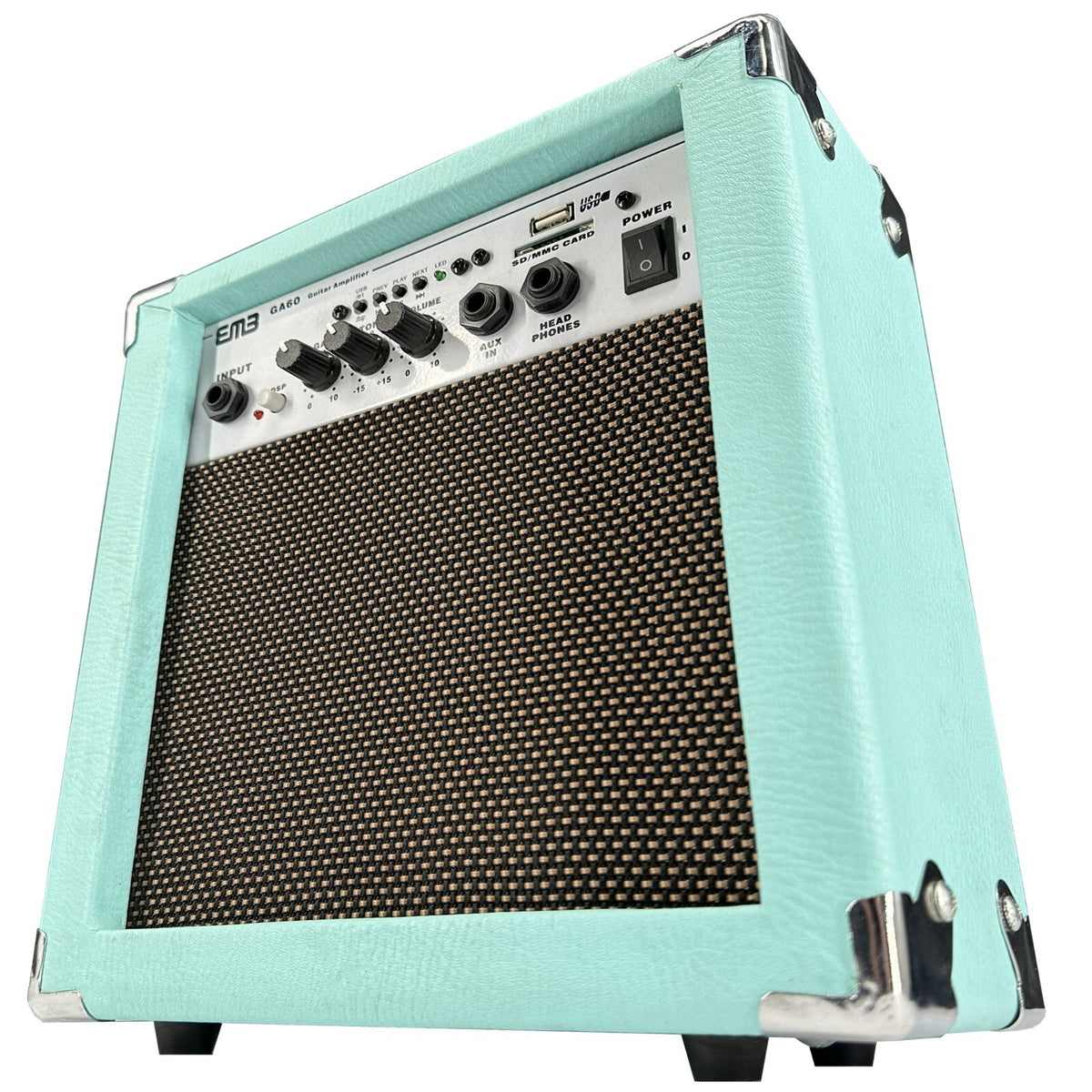 Emb 250W Guitar Amplifier Speaker Powerful Cabinet - SD USB AUX Bluetooth Blue