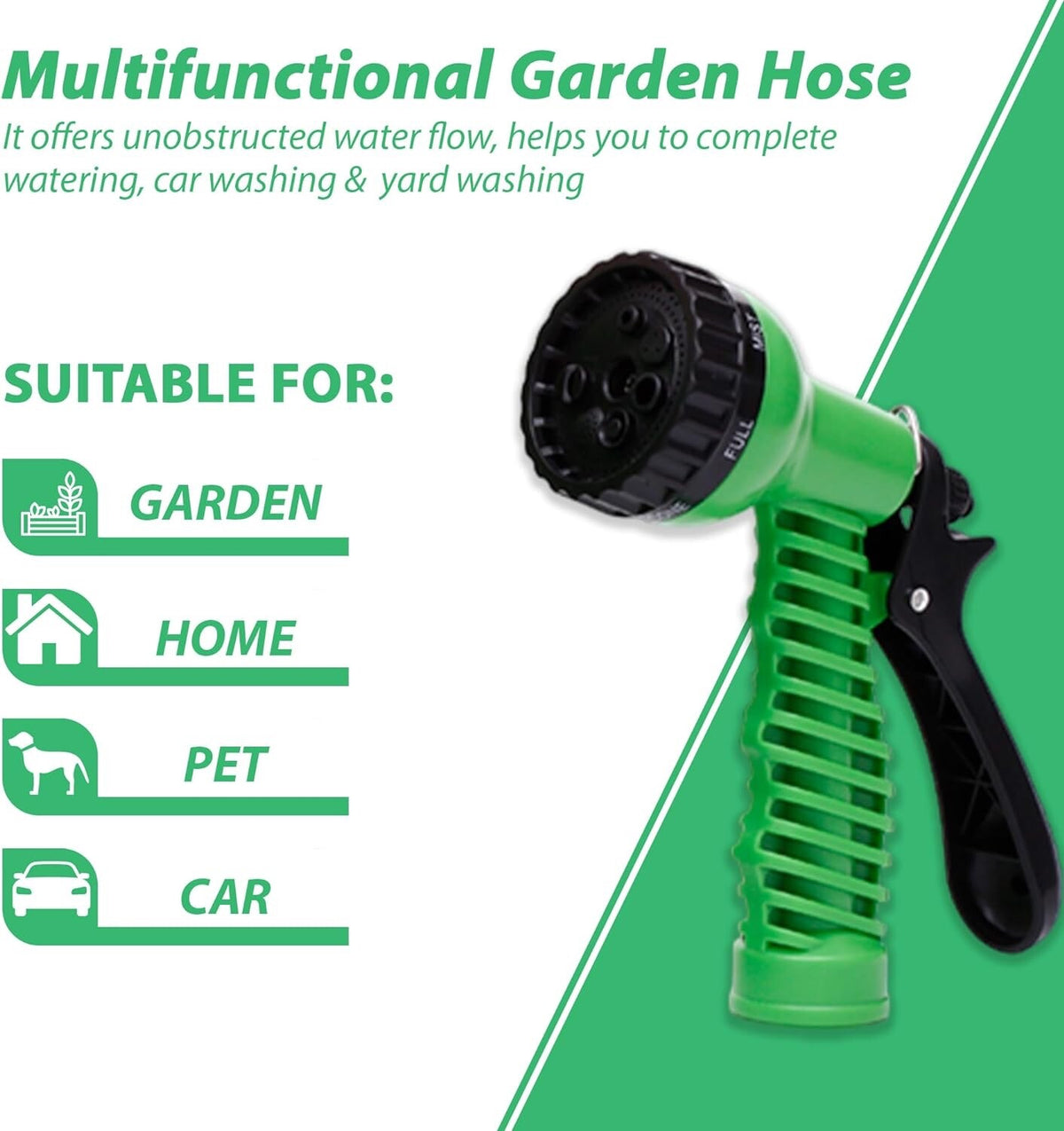 Emb 100ft Garden Hose, Flexible, Extra-Strong Brass Connector, Leakproof, Light