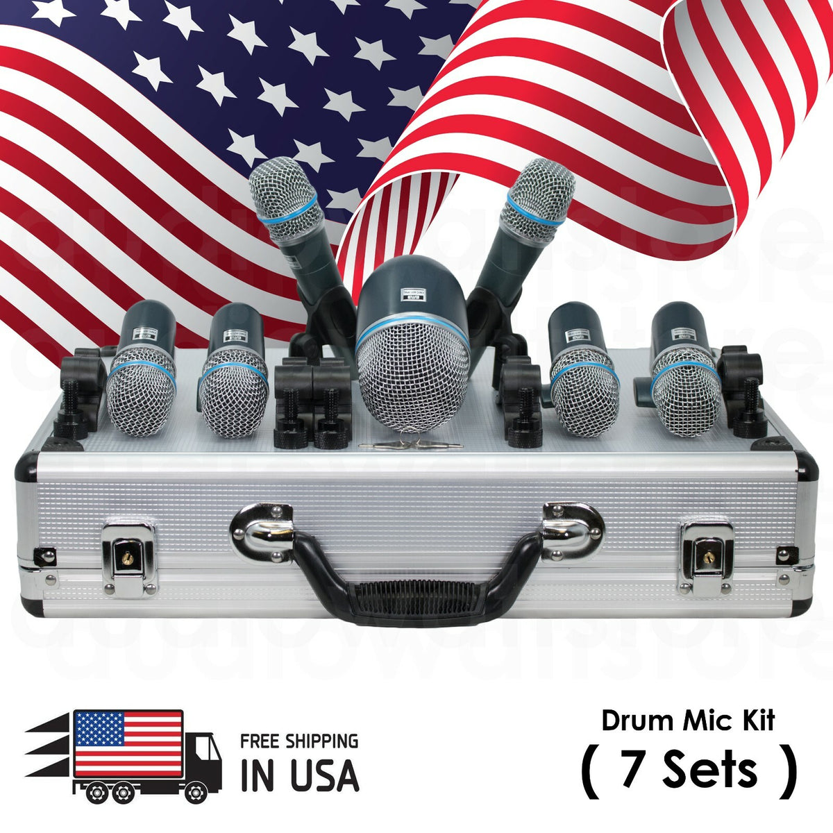 Emb DK9 Drum Set 7 Piece Professional Wired Microphone Mic Kit W/ Mounting Kit