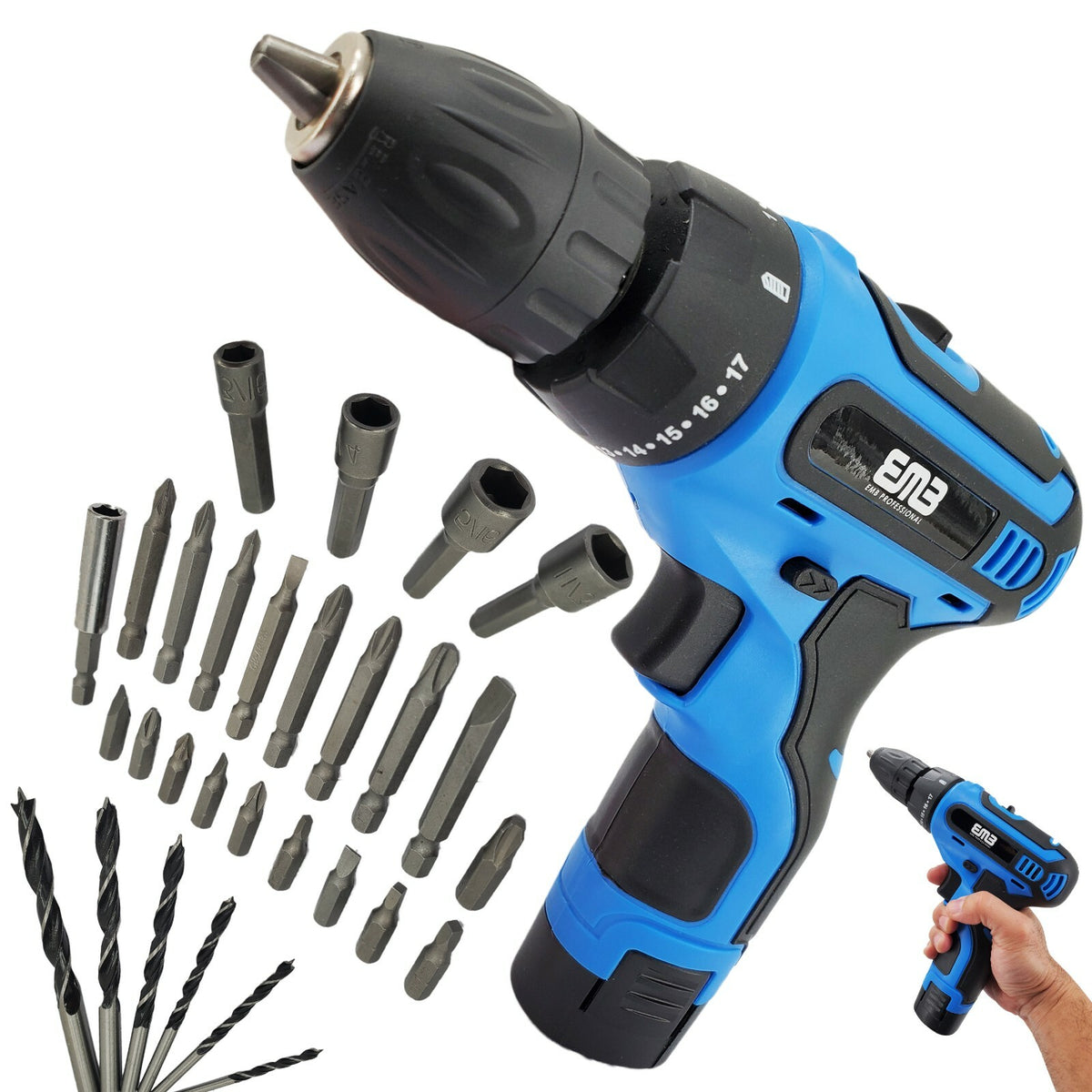 12V Electric Drill Household Lithium Battery Cordless Drill Driver Power Drill