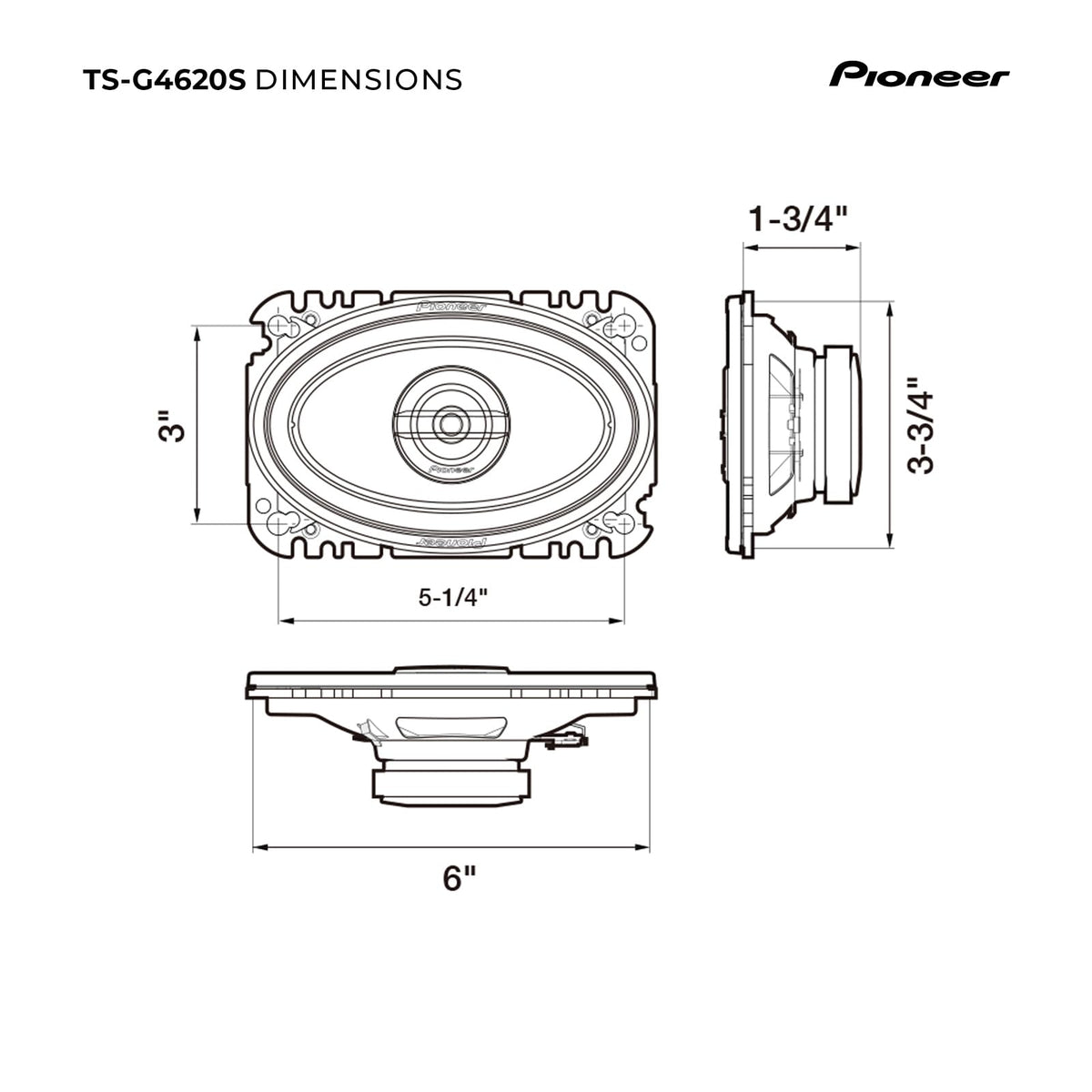Pioneer TS-G4620S 4" x 6" 2-Way Coaxial Speakers
