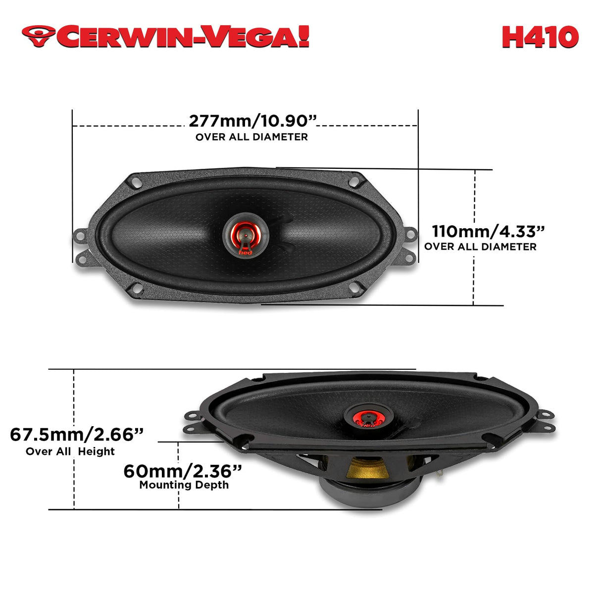 Cerwin-Vega H410 4"x10" 2-Way Coaxial Speakers