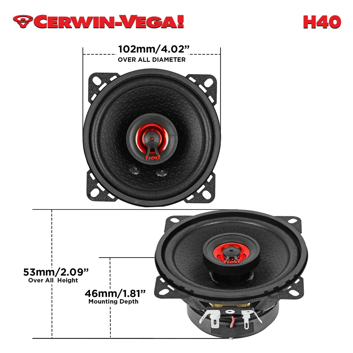 Cerwin-Vega H40 4" 2-Way Coaxial Speaker Set