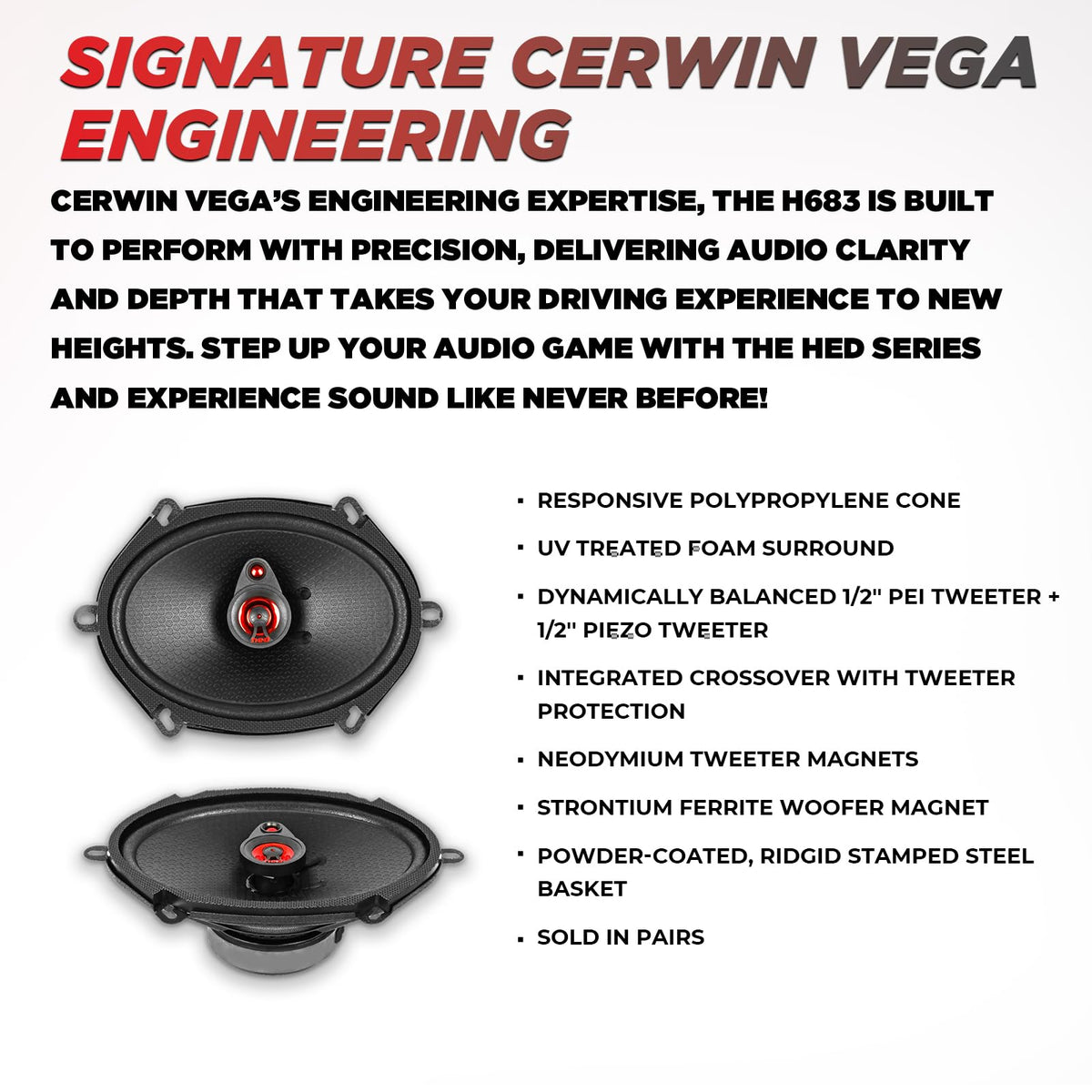 Cerwin-Vega H683 6x8" 3-Way Coaxial Speakers