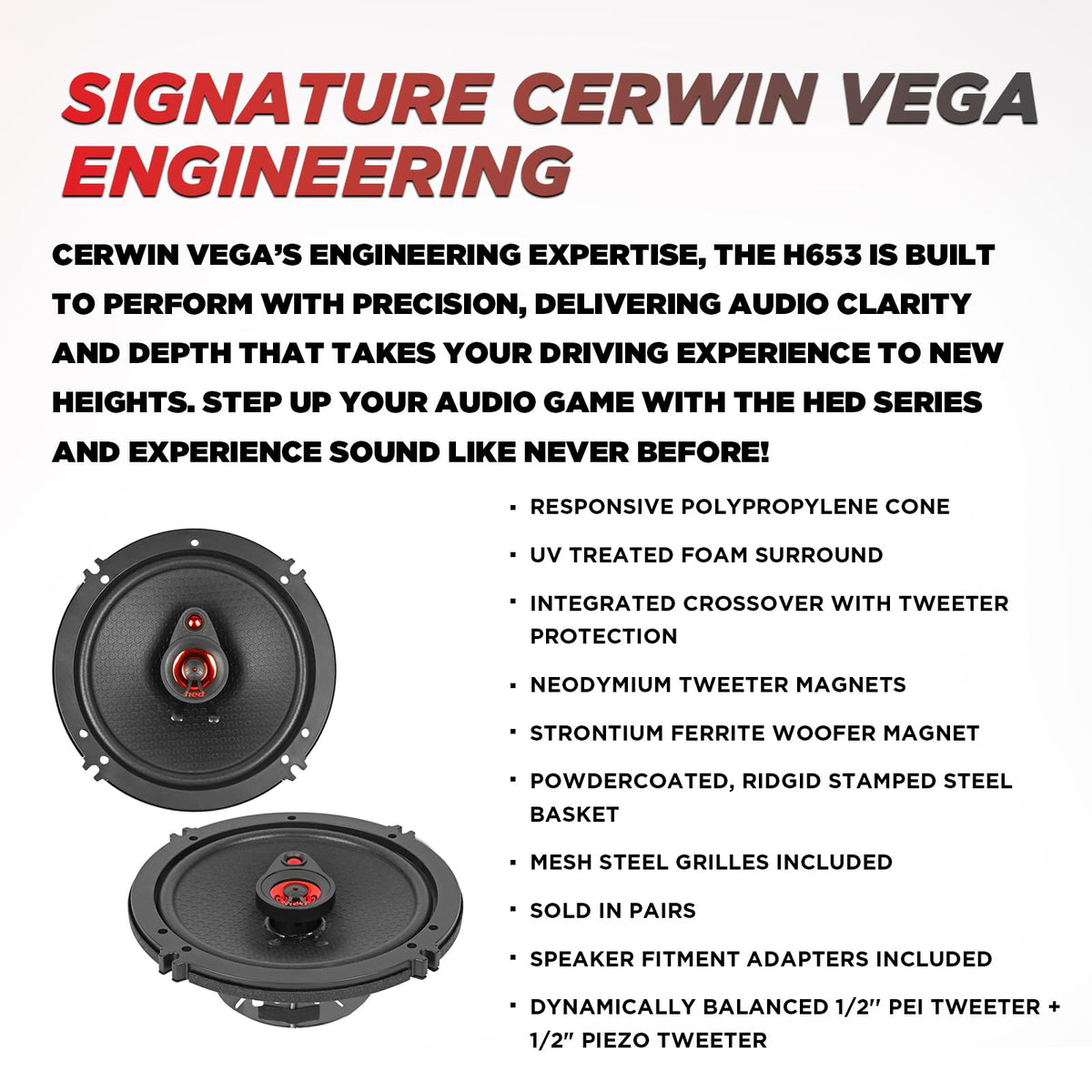 Cerwin-Vega H653 6.5" 3-Way Coaxial Speakers
