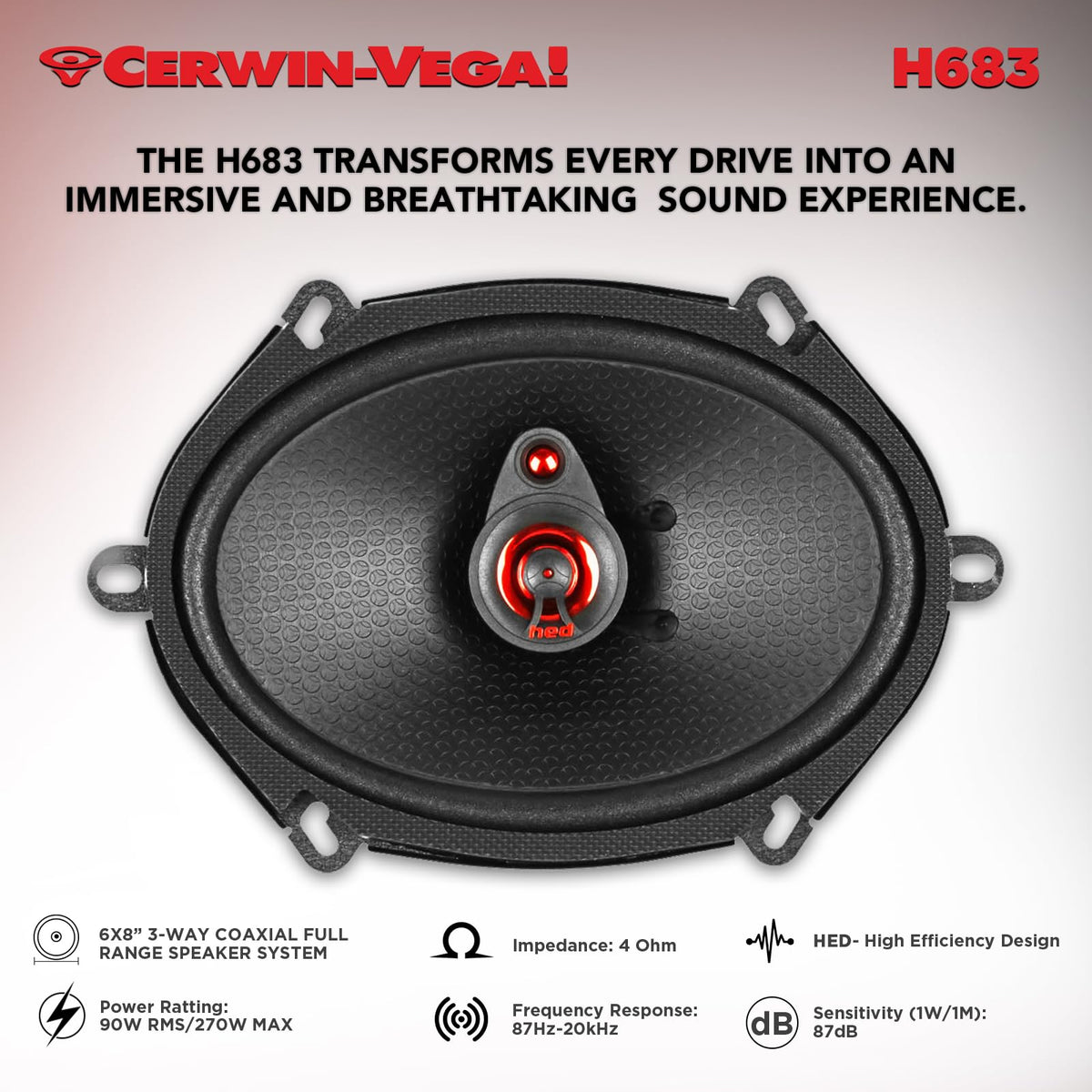 Cerwin-Vega H683 6x8" 3-Way Coaxial Speakers