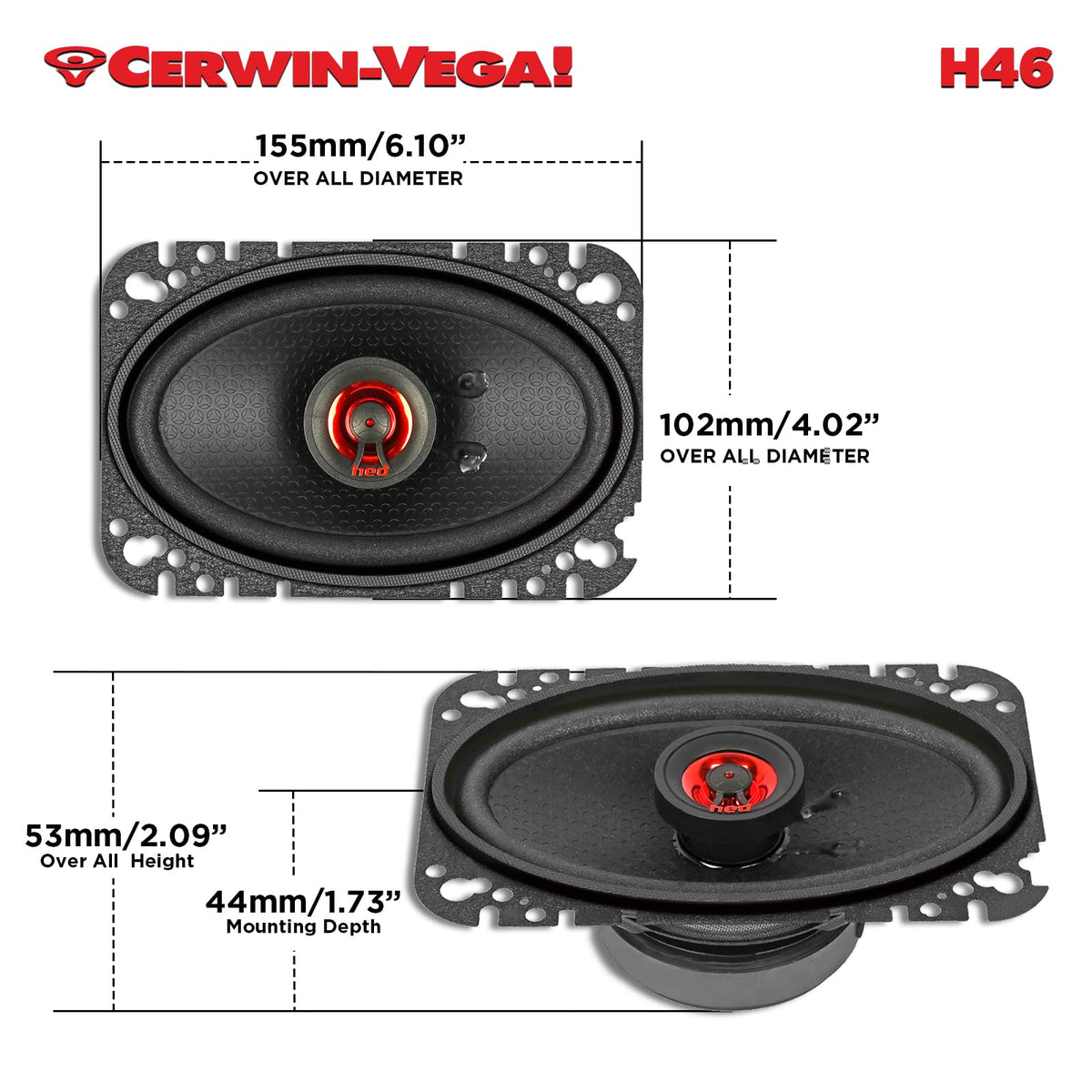 Cerwin-Vega H46 4"x6" 2-Way Coaxial Speakers