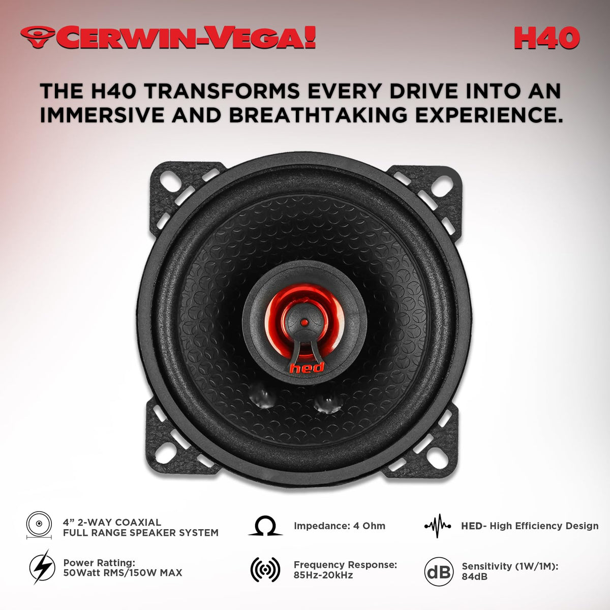 Cerwin-Vega H40 4" 2-Way Coaxial Speaker Set