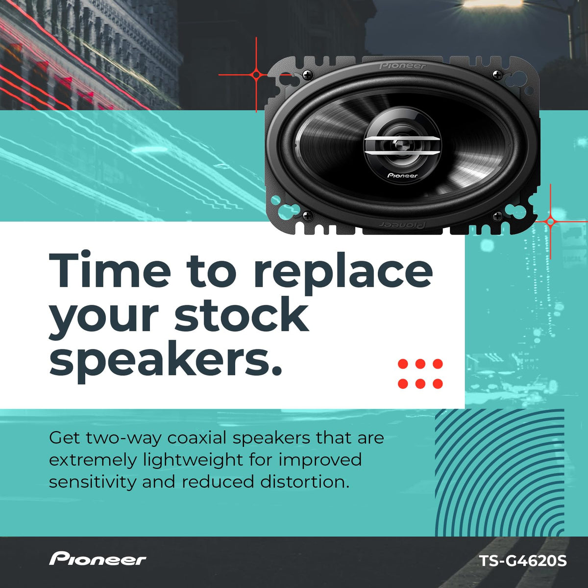 Pioneer TS-G4620S 4" x 6" 2-Way Coaxial Speakers
