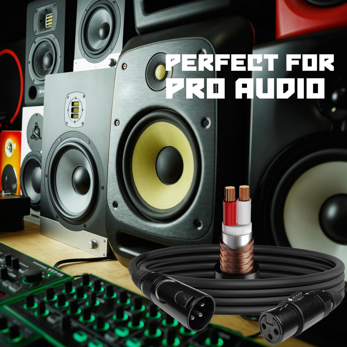 Emb 1-Pack Pro 16AWG 8mm 25 Feet 100% Ofc Xlr Balanced Shielded Mic Audio Cable