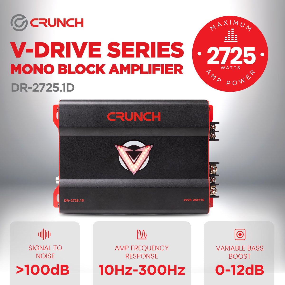 Crunch DR-2725.1D Mono Block Subwoofer Amplifier
