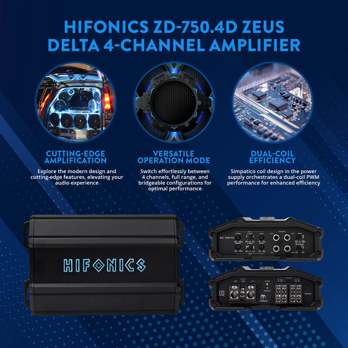 Hifonics ZD-750.4D 4-Channel Class D Car Amplifier