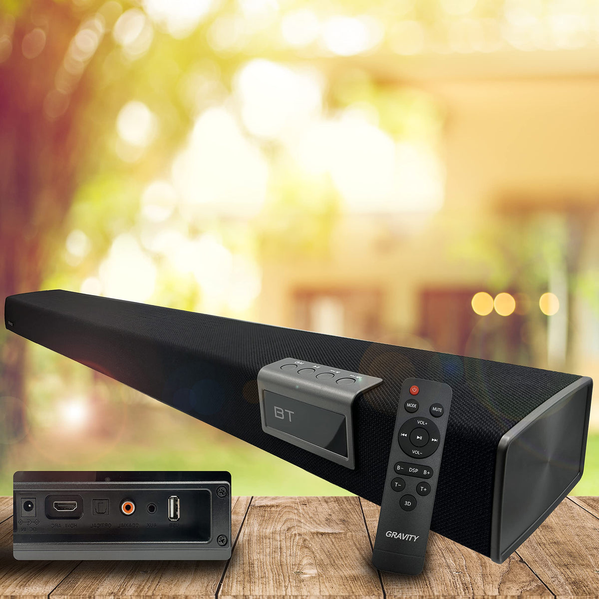Gravity GSB500 BK 35-Inch TV Soundbar With Built-In Subwoofers