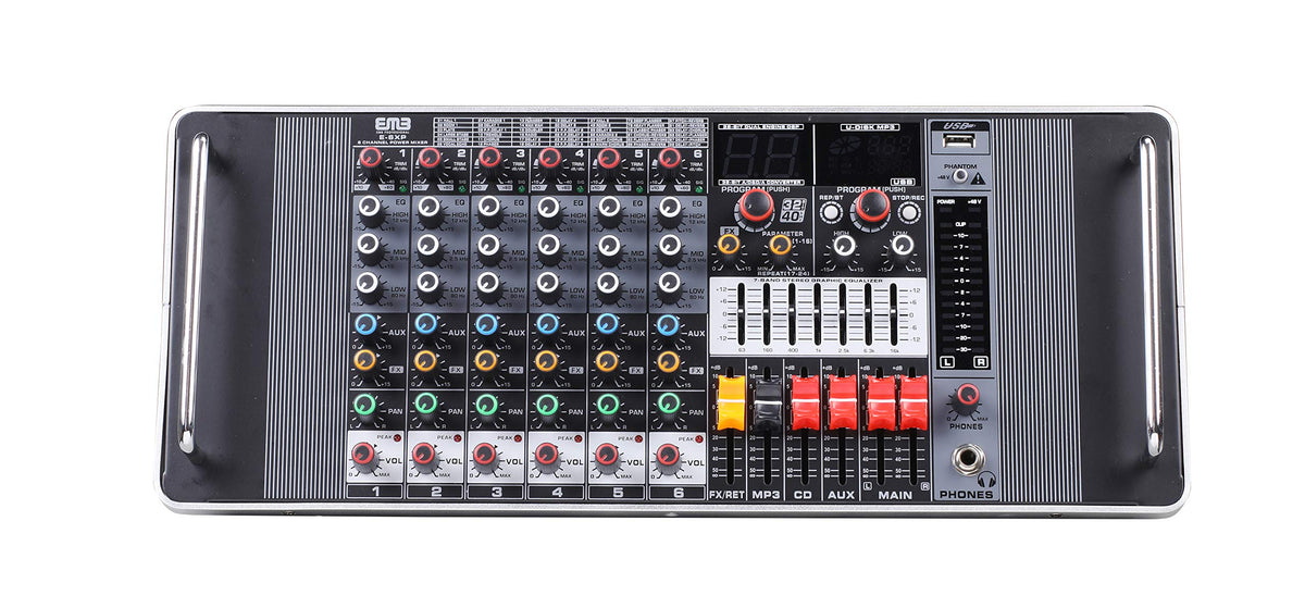 Emb TX6P 600W 6 Channel Power Mixer Console W/Dsp Effects, Bluetooth, Record