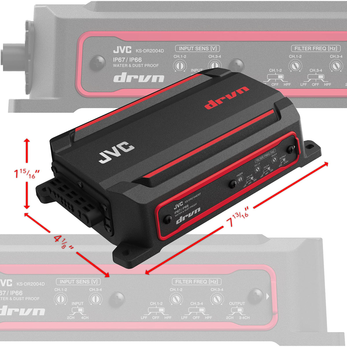 JVC KS-DR2104DBT 4-Channel Bluetooth Marine Amplifier