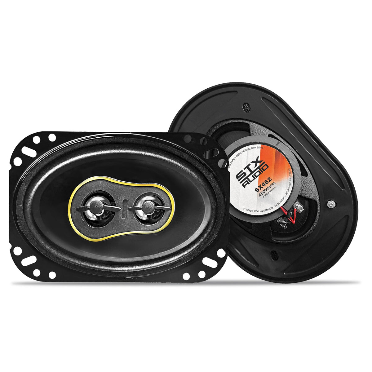 STX Audio SX462 4x6 2 Way Coaxial Car Speakers 450W 4 Ohm Pair Grilles