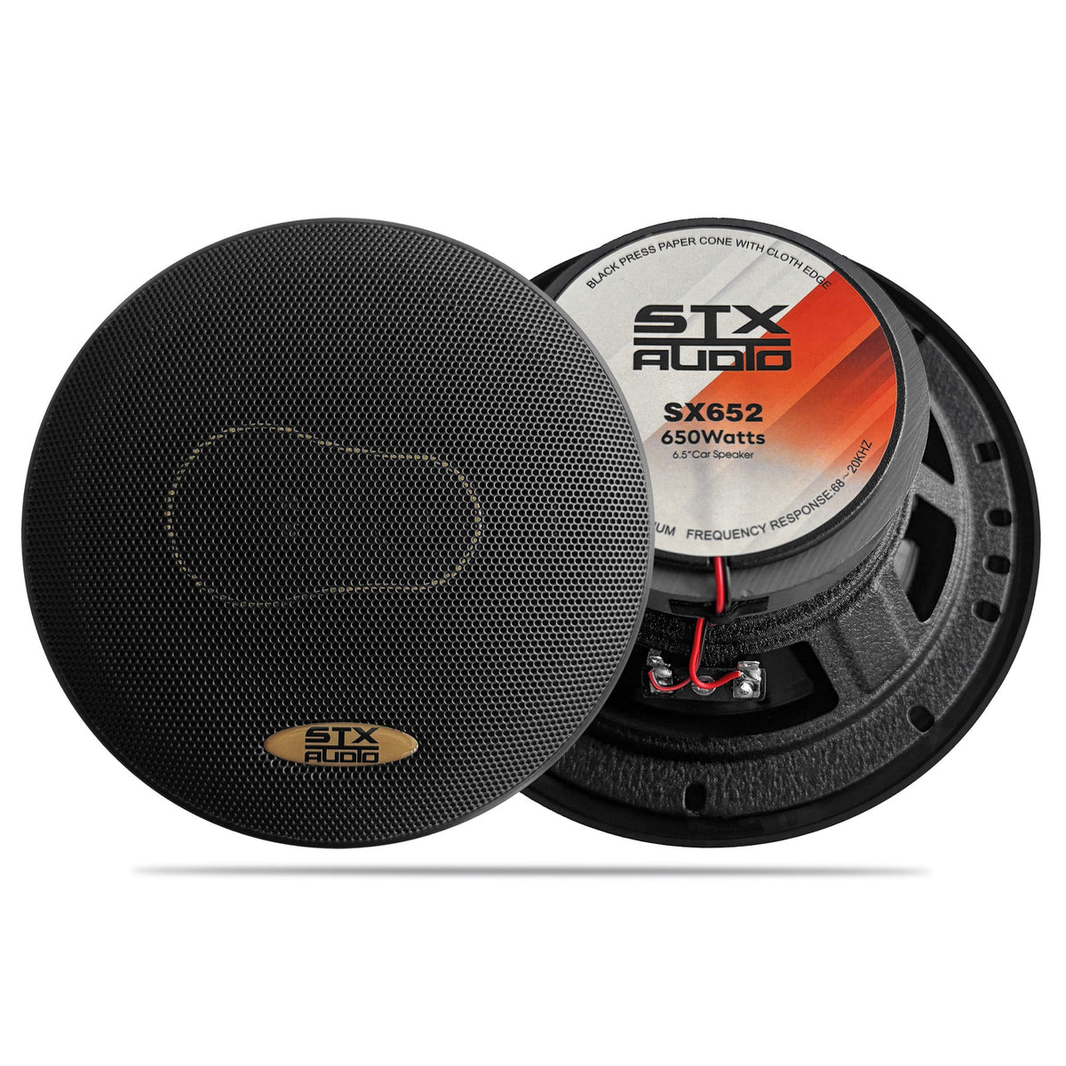 STX Audio SX652 6.5 Inch 2-Way Car Speakers 650W Max 4 Ohm Pair Grilles