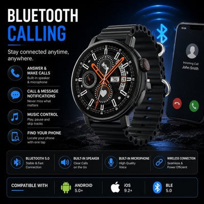 Gravity GWX4SV Silver Smart Watch Bluetooth Calling 1.5" HD Touchscreen