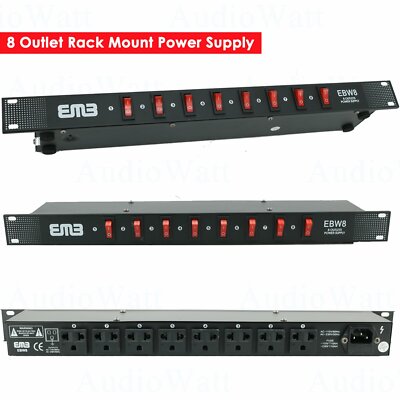 Emb EBW8 8 Outlet Rack Mount Power Supply Ac 110V/220V Outlet Surge Protector