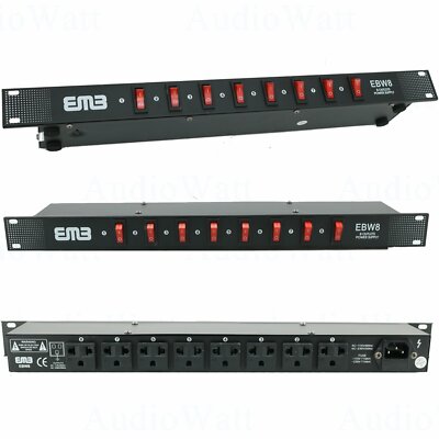 Emb EBW8 8 Outlet Rack Mount Power Supply Ac 110V/220V Outlet Surge Protector