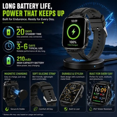 Gravity GWX1RG 2.01" Smart Watch Bluetooth Calling Heart Rate Rose Gold