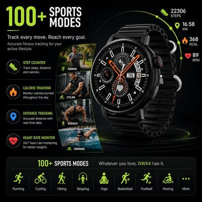 Gravity GWX4SV Silver Smart Watch Bluetooth Calling 1.5" HD Touchscreen