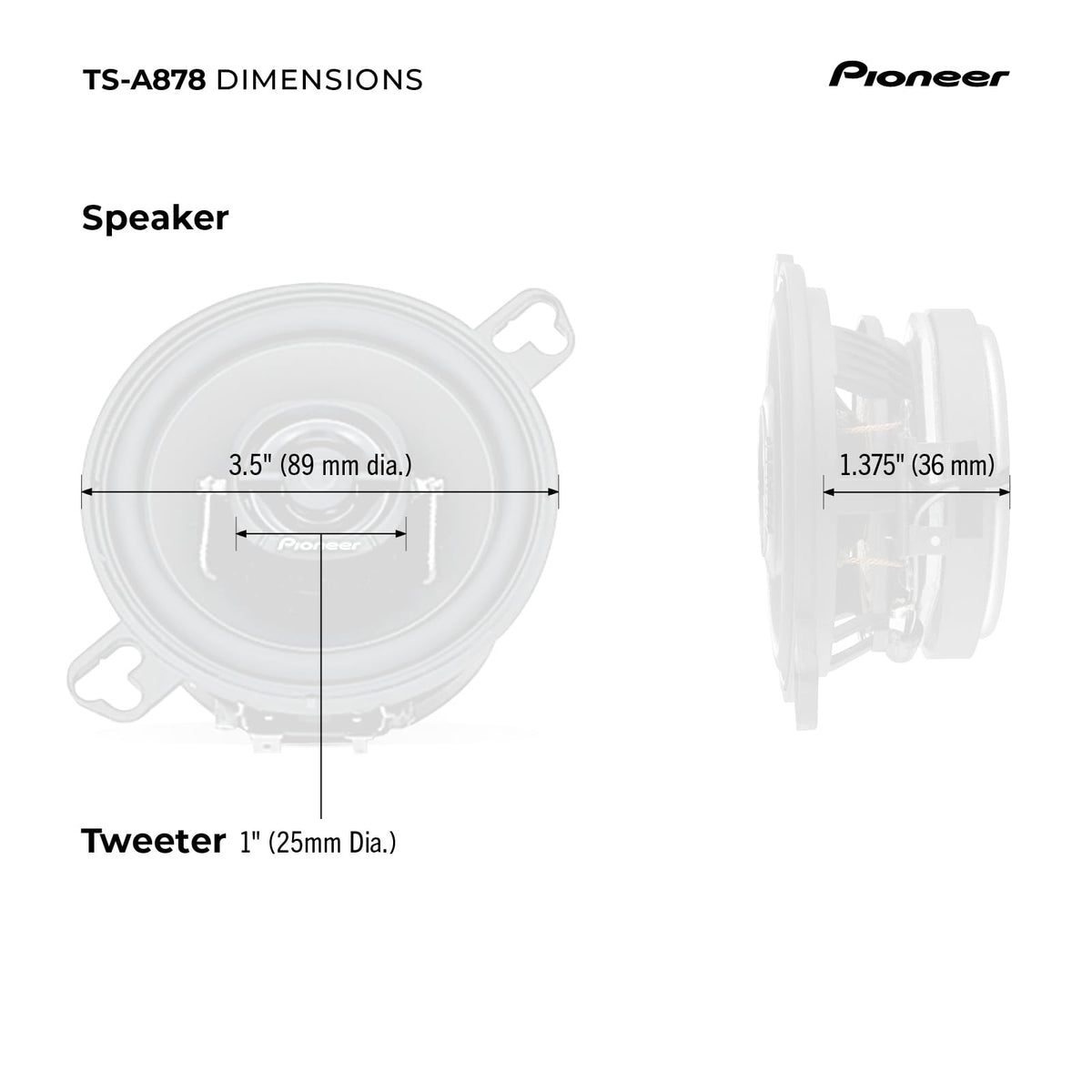 Pioneer TS-A878 3.5" 2-Way Coaxial Car Speakers
