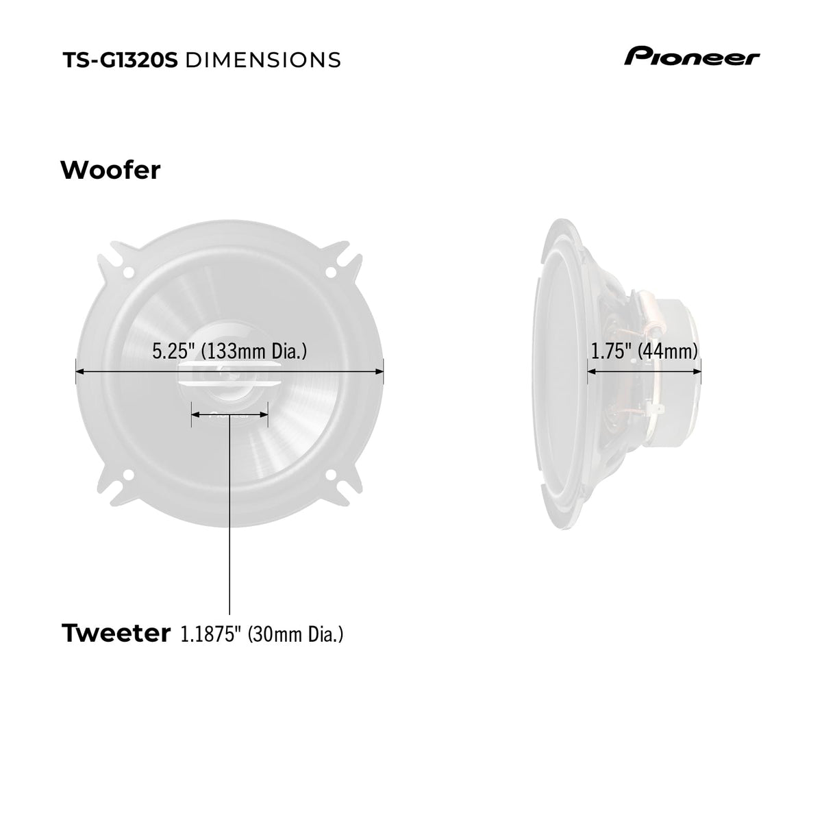 Pioneer TS-G1320S 5.25" 2-Way Coaxial Speakers