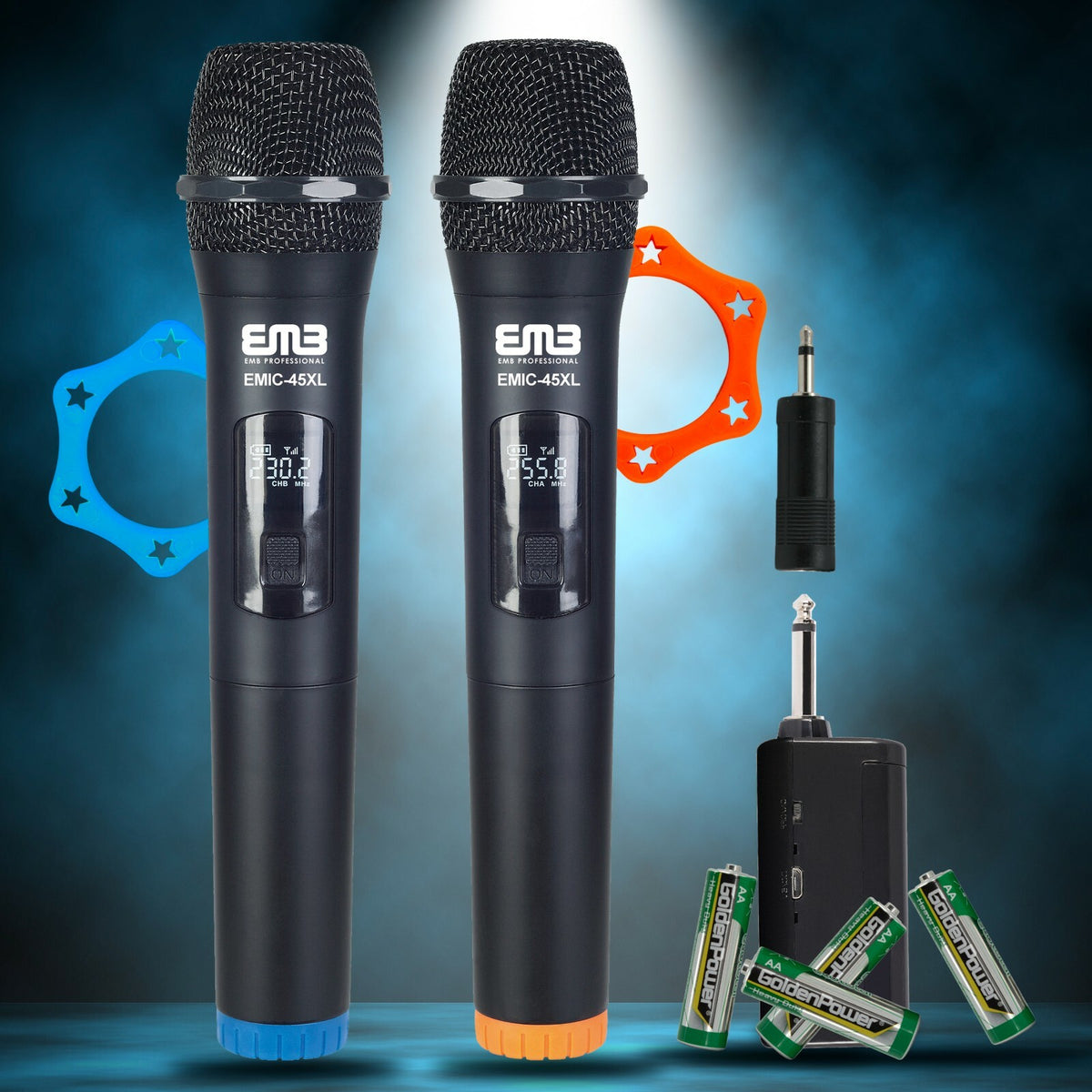 Wireless Microphone Dual Handheld 2 x Mic Cordless Receiver For Church / Karaoke