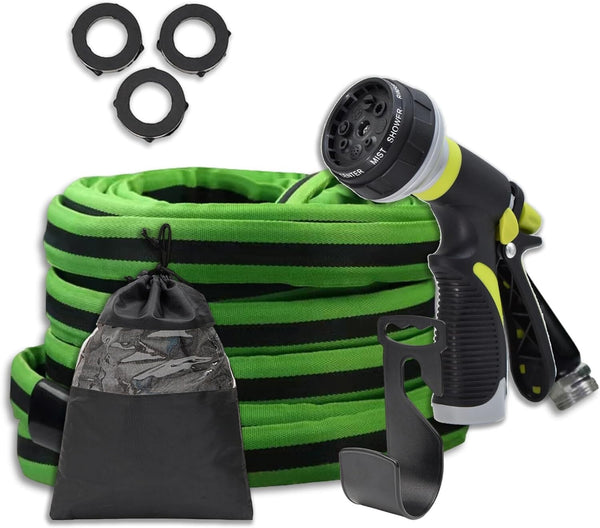 Emb 100ft Garden Hose, Flexible, Extra-Strong Brass Connector, Leakproof, Light