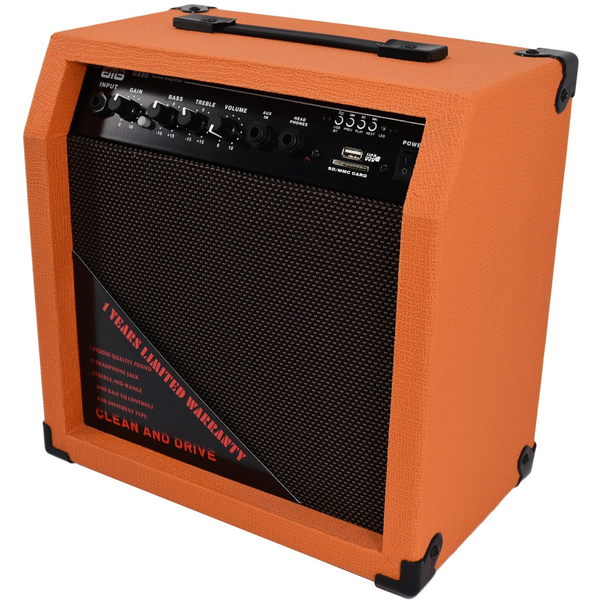 Emb 350 Watts Bluetooth Guitar Amplifier Speaker Powerful Cabinet - SD USB AUX Y