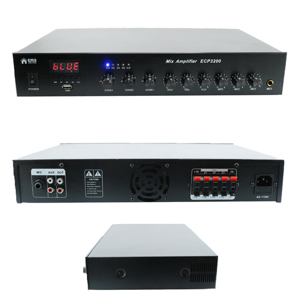 Emb 300 Watts 4-Channel 100V 70V Mixer Amplifier USB Bluetooth 4-16hom