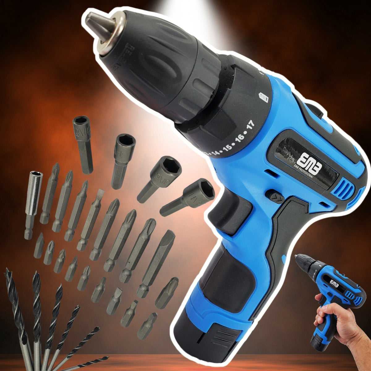 12V Electric Drill Household Lithium Battery Cordless Drill Driver Power Drill