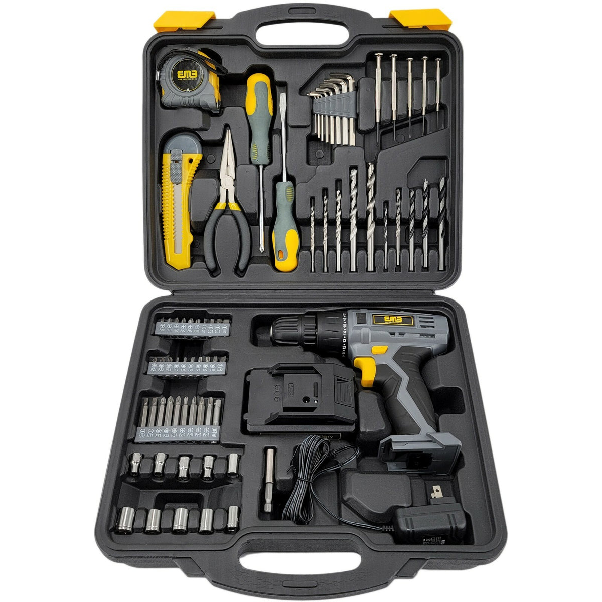 Litheli 20V Cordless Drill Driver Kit A 1300mA Battery 77 Pieces Power Drill Set