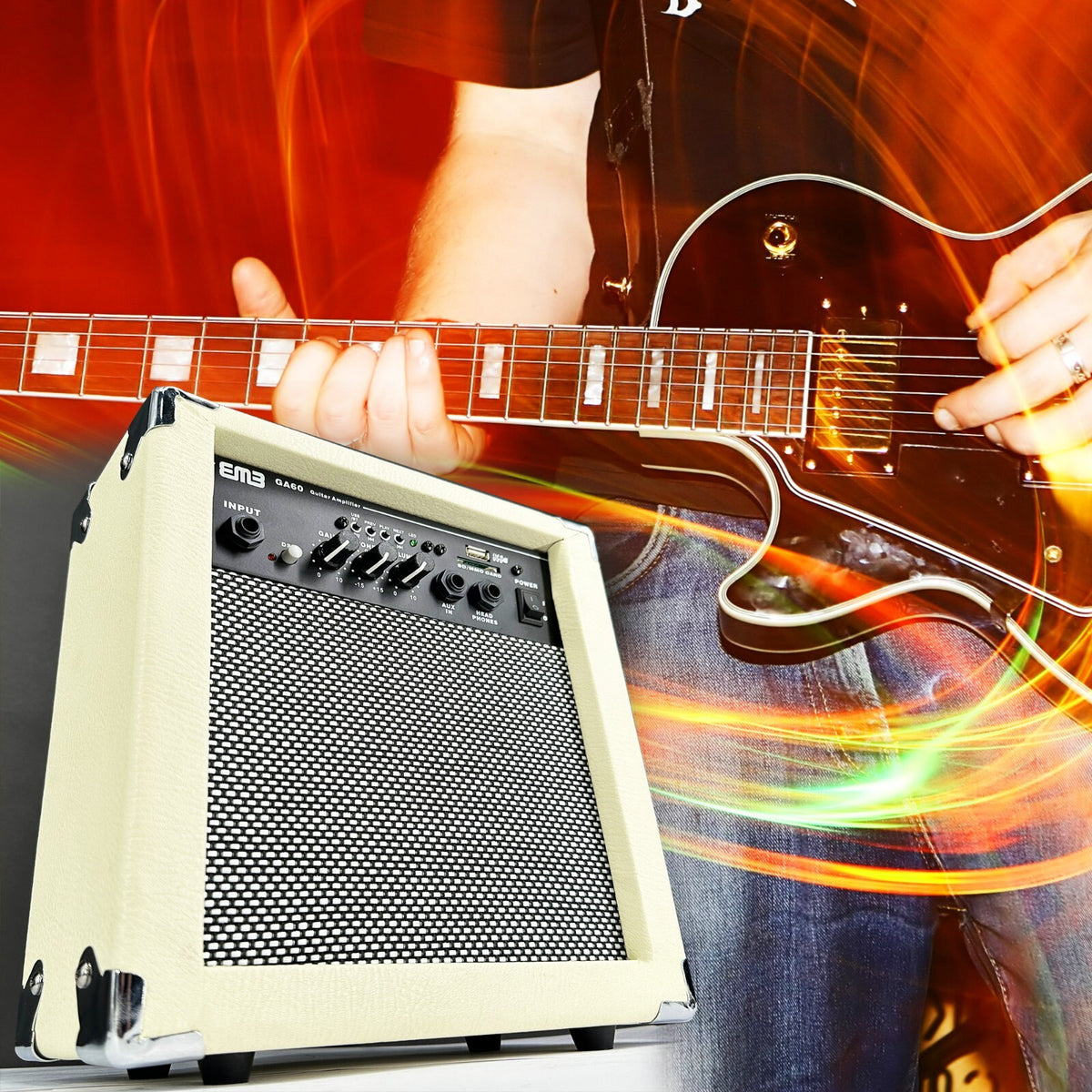Emb 250W Guitar Amplifier Speaker Powerful Cabinet - SD USB AUX Bluetooth Wh