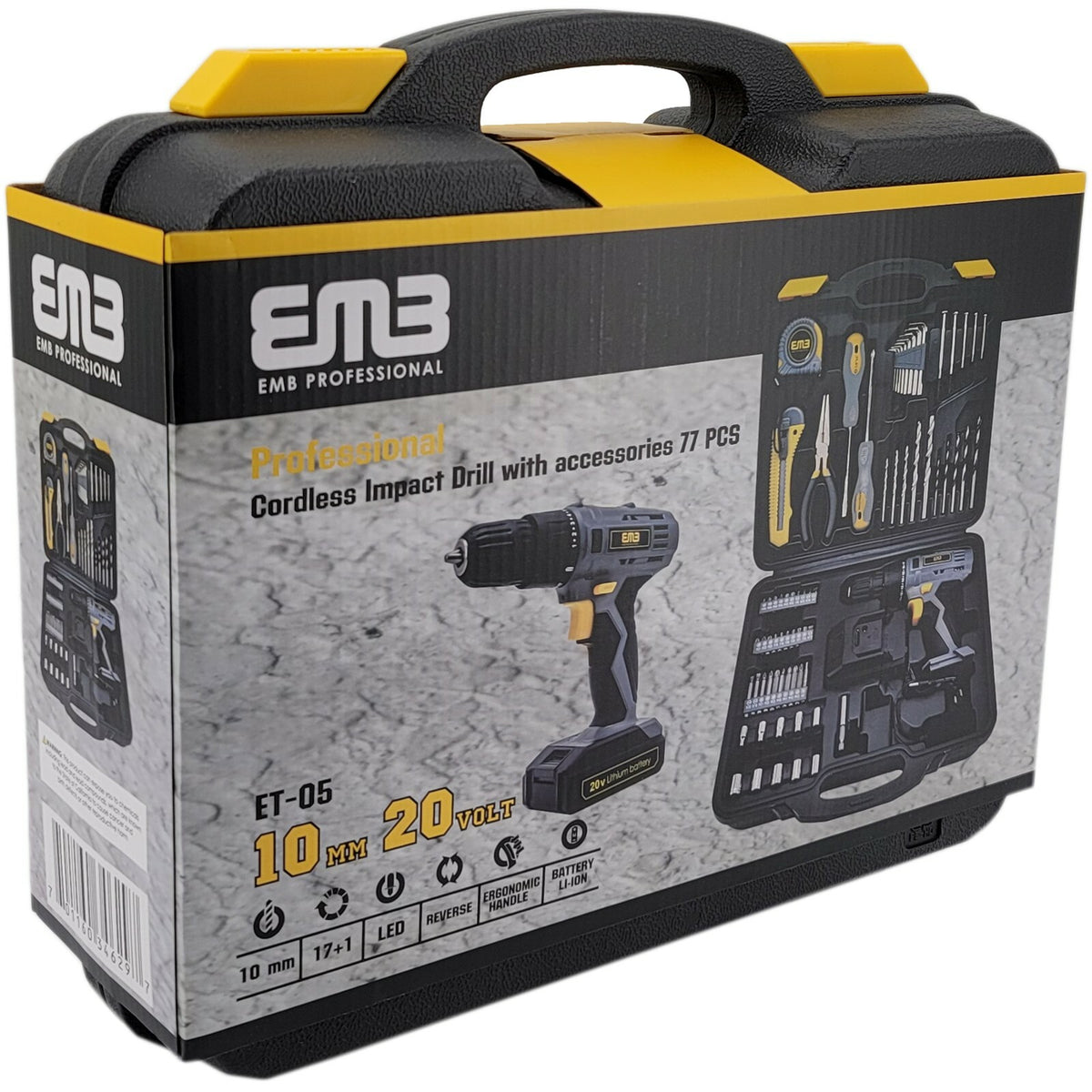Litheli 20V Cordless Drill Driver Kit A 1300mA Battery 77 Pieces Power Drill Set