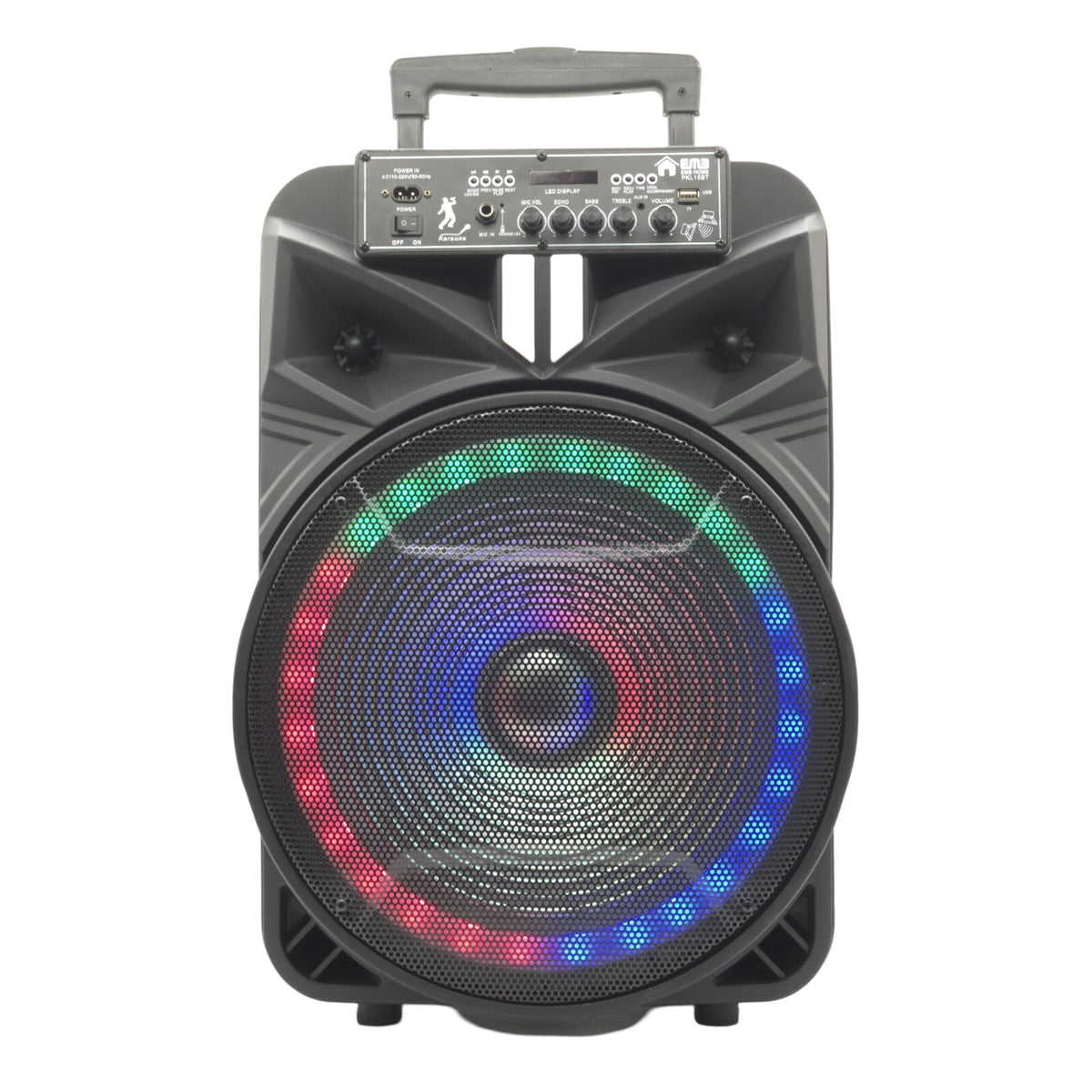 Emb PKL15BT 1500w 15" Trolley Speaker With AUX, Lights, FM, USB With Bluetooth