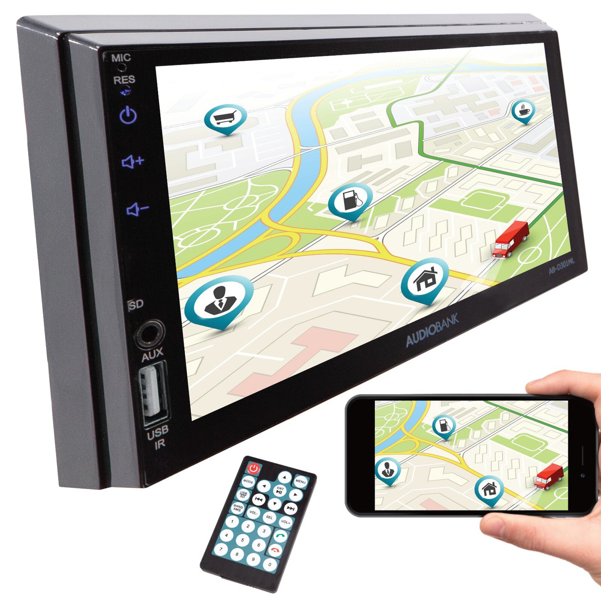 Audiobank AB-D301M 7" Double DIN Touchscreen Receiver