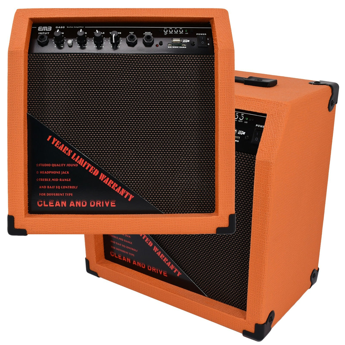 Emb 350 Watts Bluetooth Guitar Amplifier Speaker Powerful Cabinet - SD USB AUX Y