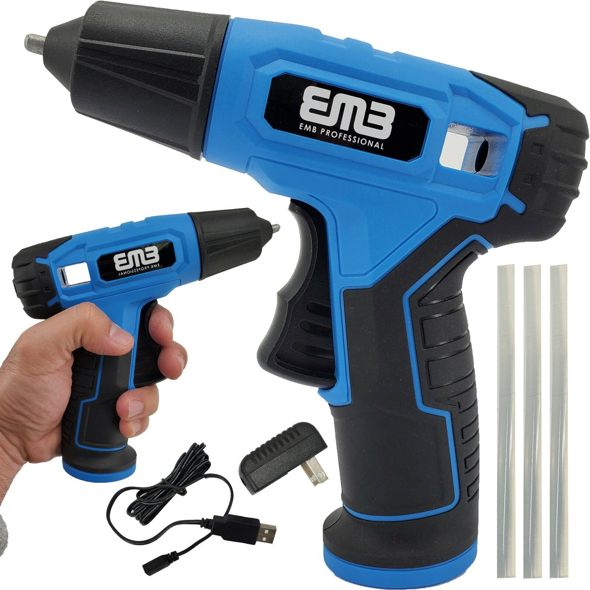 Cordless Glue Gun 4V Recharge By USB Charging Cable On/Off Switch Stick Included