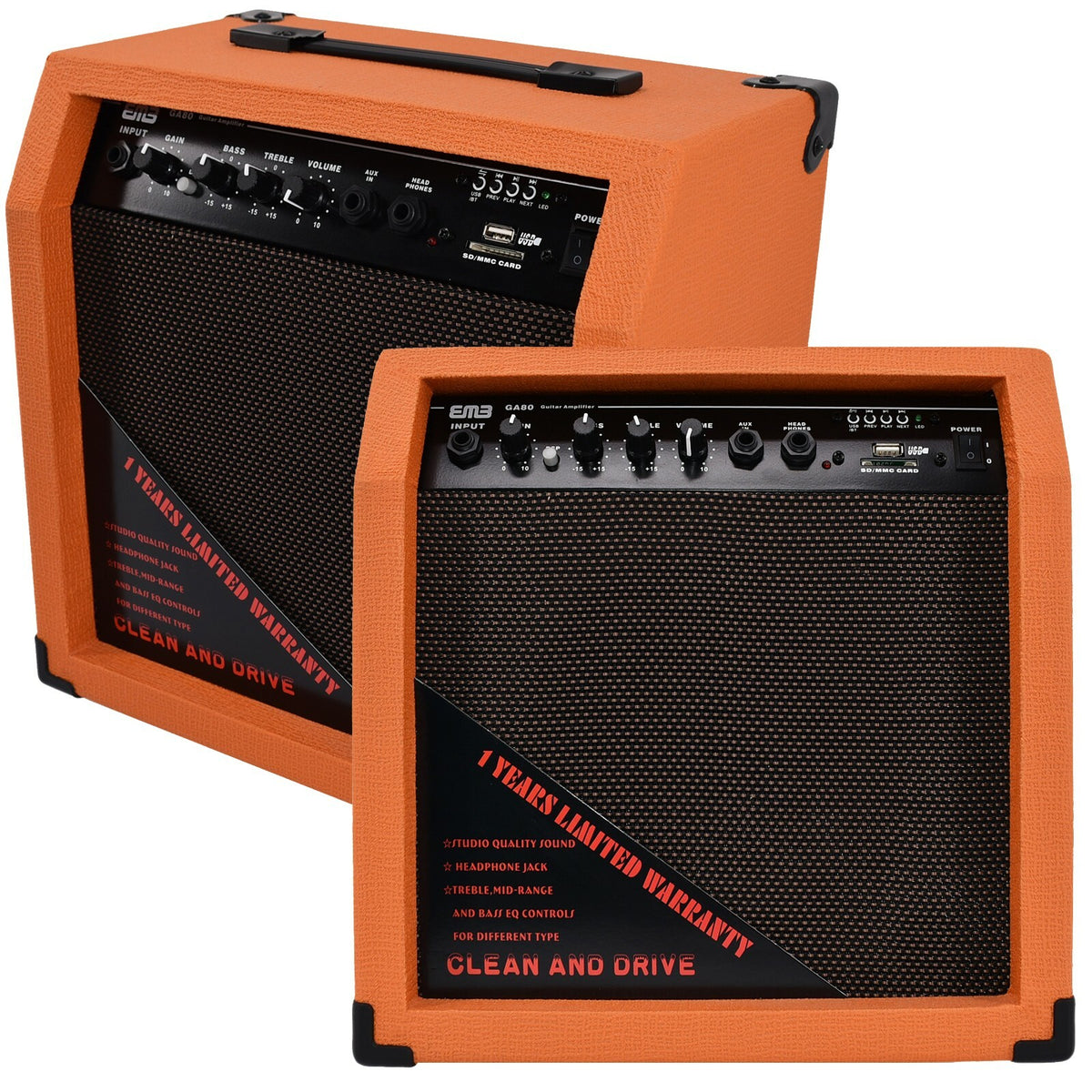 Emb 350 Watts Bluetooth Guitar Amplifier Speaker Powerful Cabinet - SD USB AUX Y
