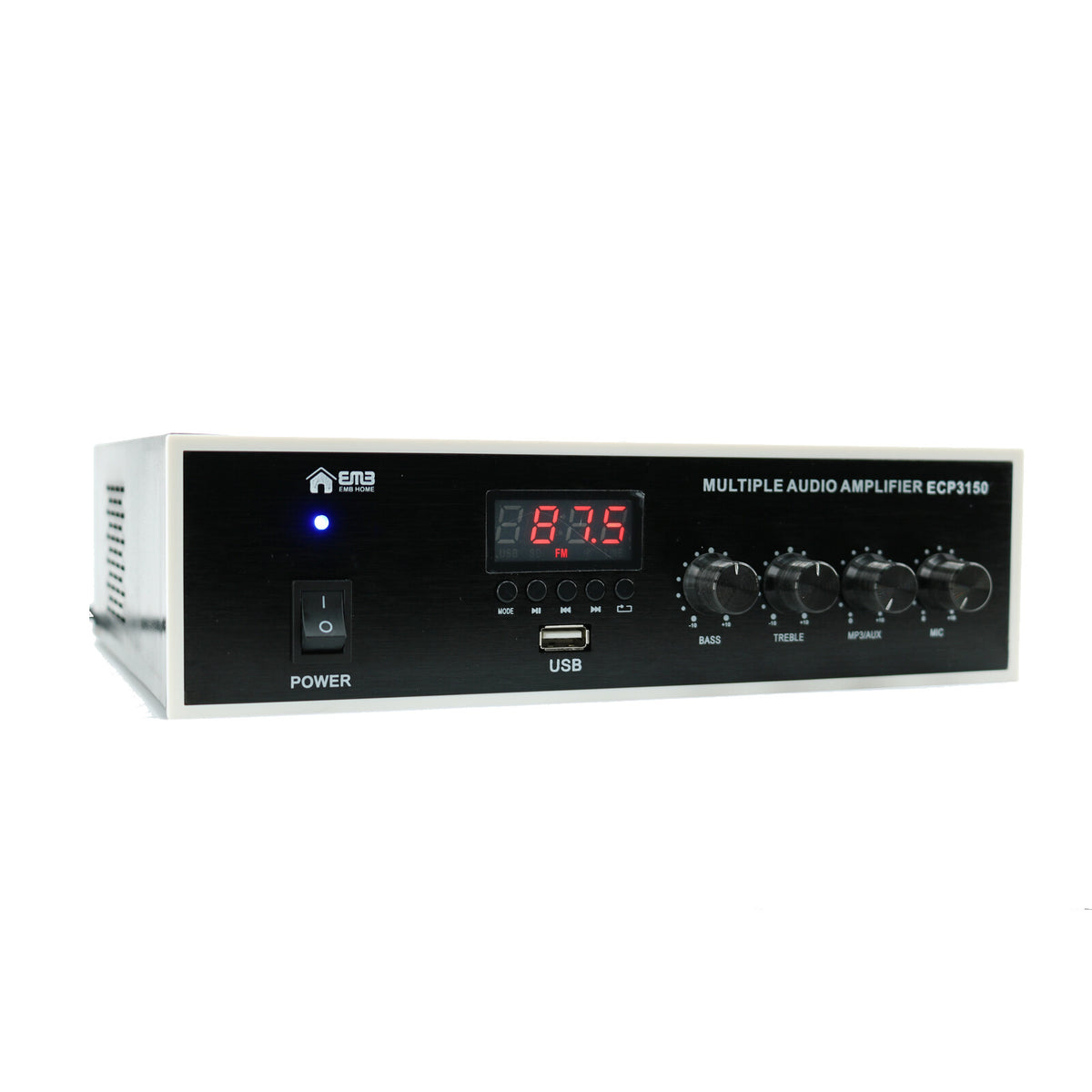Emb 3-Channel Mixing Amplifier 300 Watts 70V 100V Stereo USB Bluetooth 4-16ohm