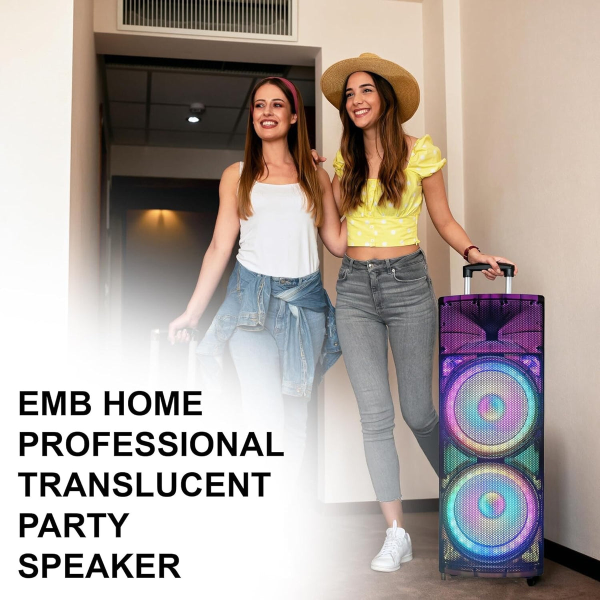 Emb 5000W 15" Party Dj Karoke Translucent Power Speaker, Bluetooth, Usb/Sd, Mic
