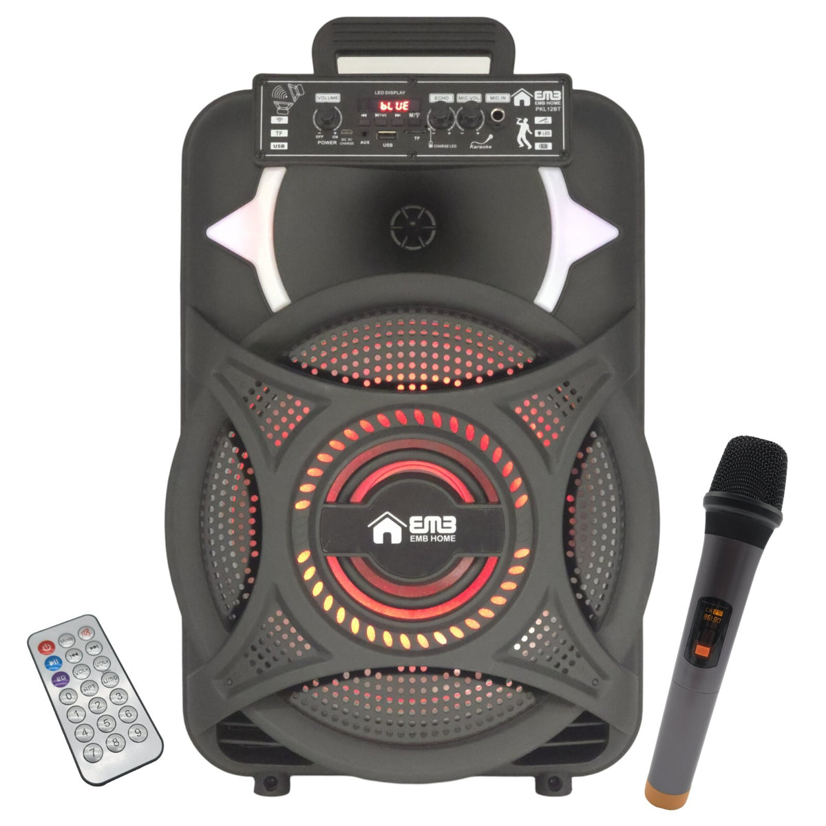 Emb PKL12BT 1000w 12" Trolley Speaker With AUX, Lights, FM, USB With Bluetooth