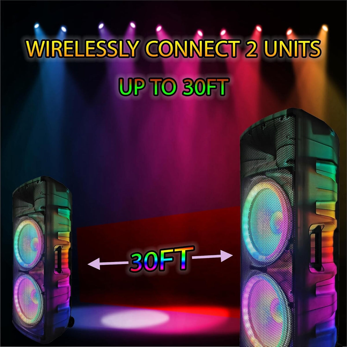Emb 5000W 15" Party Dj Karoke Translucent Power Speaker, Bluetooth, Usb/Sd, Mic
