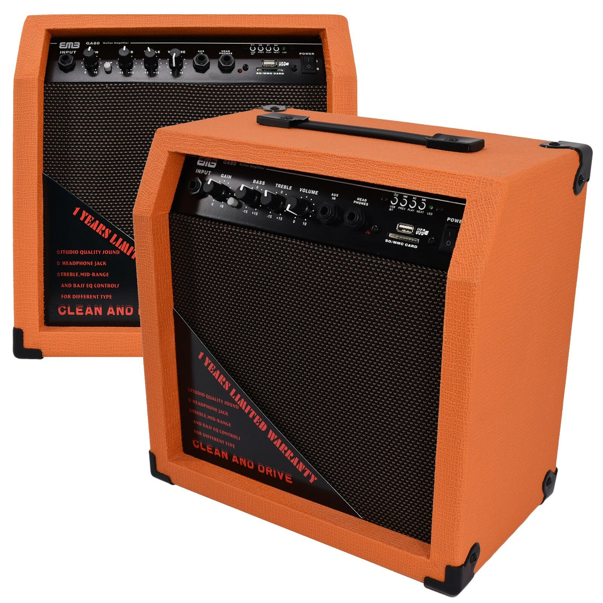 Emb 350 Watts Bluetooth Guitar Amplifier Speaker Powerful Cabinet - SD USB AUX Y
